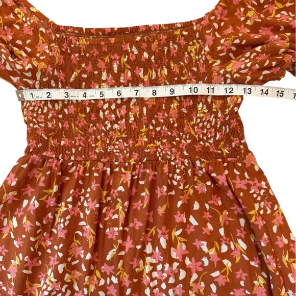 Roxy Hello Petal Woven Mini Dress On or Off Shoulder Fall Smocked Size Small - Picture 13 of 15